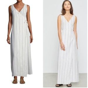 Onia Grace Sleeveless Striped Cotton Wrap Maxi Dress Medium - with Gold strips!